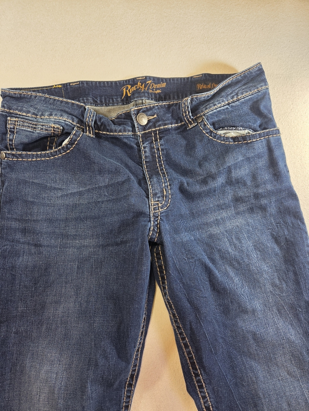 Rock 47 Wrangler Relaxed Boot Jeans 40x36 Dark Wash - Picture 4 of 7